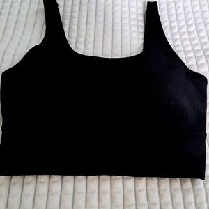 PRIV Black ribbed sports bra